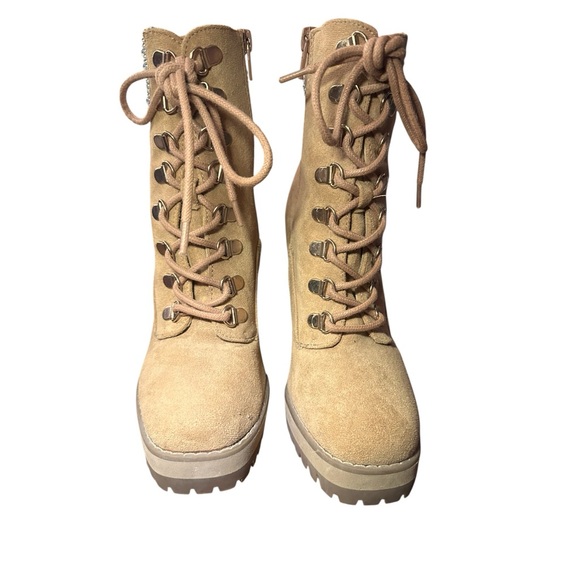 Madden Girl Train-R a faux suede lace-up combat-boot w/ rhinestone detail SZ 6M - Picture 2 of 6